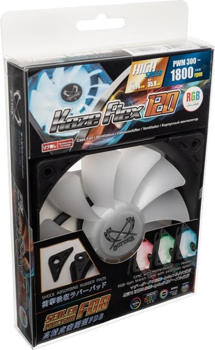 Produktbild Scythe Kaze Flex RGB PWM Lüfter, 300-1800 U/min (120 mm, 1 x)
