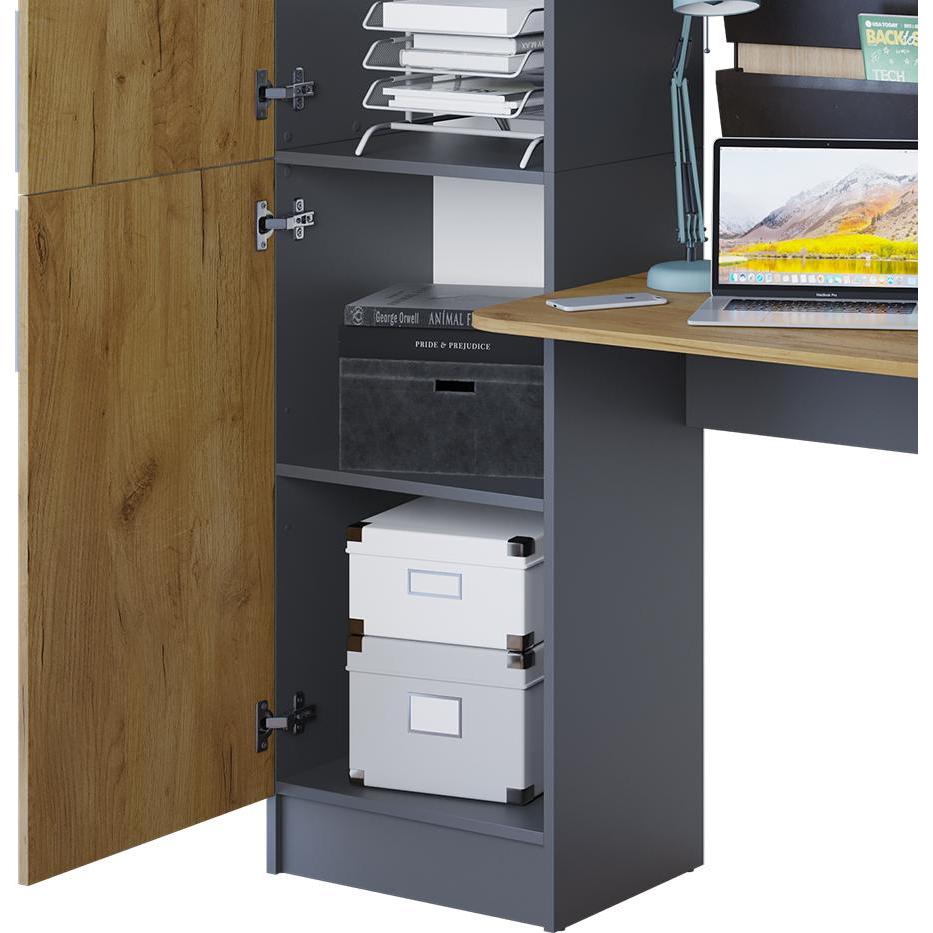 Thumbnail - Vichy, Schreibtisch, Schreibtisch Tessa, Anthrazit/Goldkraft Eiche, 122.9 x 33.4 cm