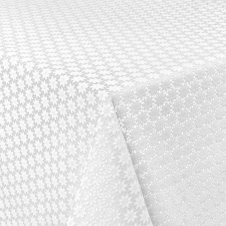 Via Chasse Tischdecke mit feiner weisser Spitze (135 cm)
