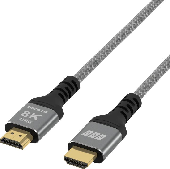 Immagine prodotto EFB Elektronik EFB HDMI Cable Ultra High-Speed 8K60Hz 48 Gbit/s 0.5m gray compatible with HDMI 2.1/2.0 (0.50 m, HDMI, 2.1)