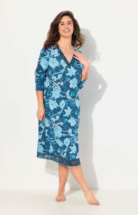 Actual product image Ulla Popken Floral Long Sleeve Nightgown (46, 48)