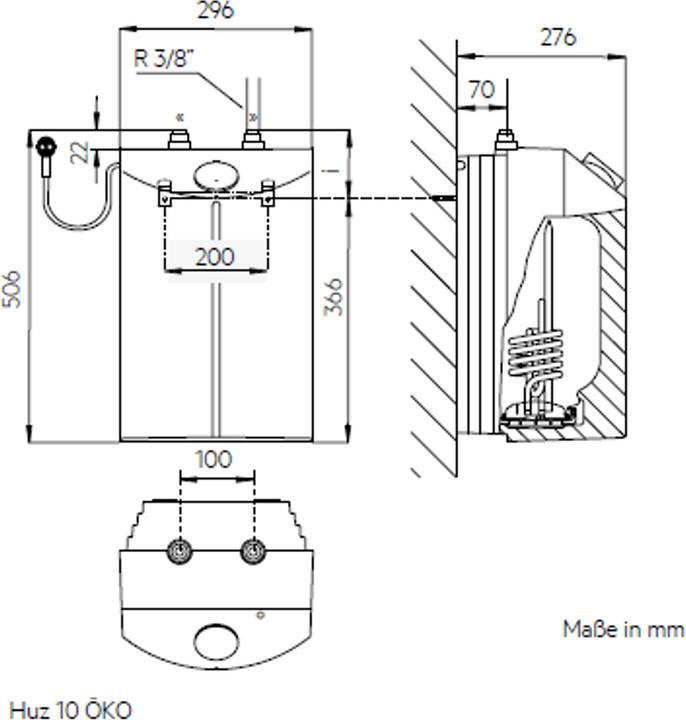 Produktbild AEG Haustechnik Huz 10 ÖKO Drop Stop druckloser Untertischboiler 10 Liter Niederdruck, ThermoStop, mit Stecker, 2 kW