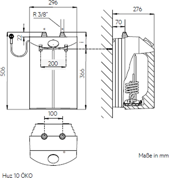 Produktbild AEG Haustechnik Huz 10 ÖKO Drop Stop druckloser Untertischboiler 10 Liter Niederdruck, ThermoStop, mit Stecker, 2 kW