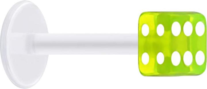 Produktbild Star Piercing Micro Labret transparent mit Würfel grün transparent (Acryl, ohne Messing, Bioflex)