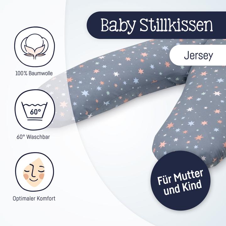 Actual product image Julius Zöllner Jersey Nursing Pillow - 190 - Shiny Stars (190 cm)