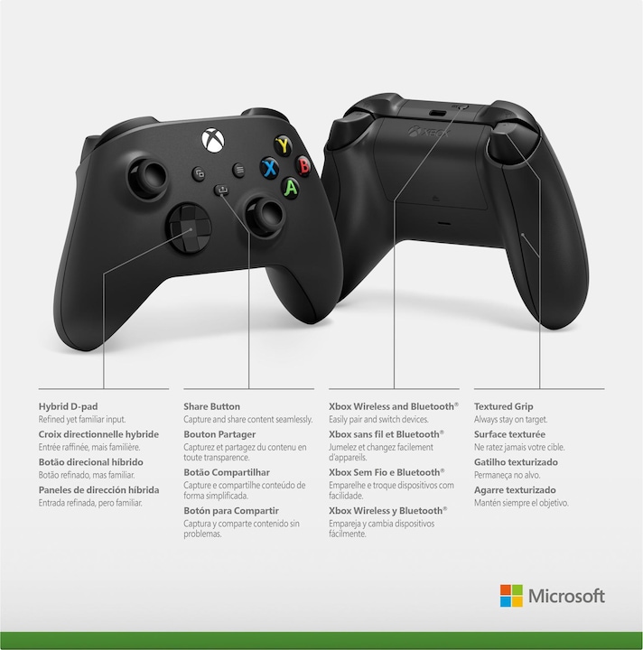 Produktbild Microsoft Xbox Wireless Controller - Carbon Black (Xbox Series S, Xbox One S, PC, Xbox One X, Xbox Series X)