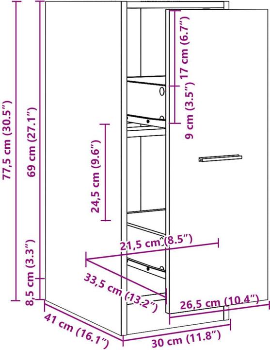 Immagine prodotto vidaXL Apothekerschrank (30 x 41 x 77.50 cm)