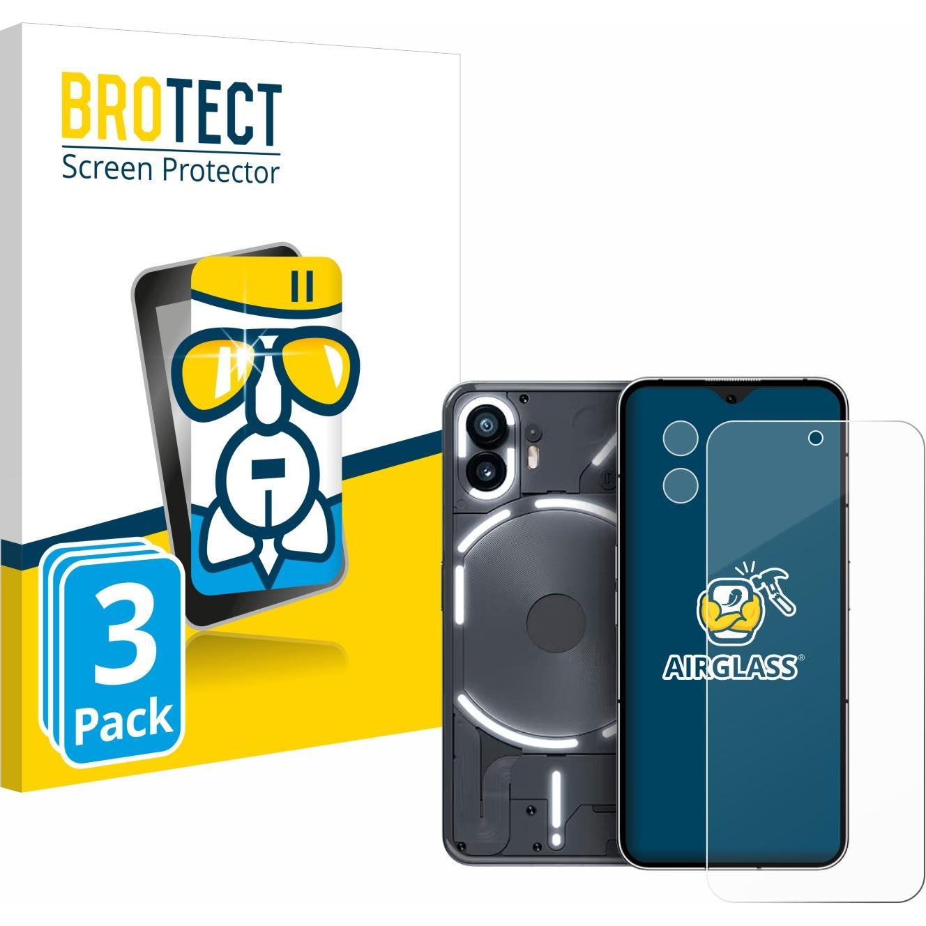 BROTECT AirGlass Panzerglasfolie (3 Stück, Nothing Phone (2)), Smartphone Schutzfolie, Transparent