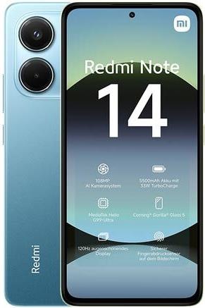 Image du produit Xiaomi Redmi Note 14 (256 Go, Ocean Blue, 6.67", Double SIM, 108 Mpx, 4G)
