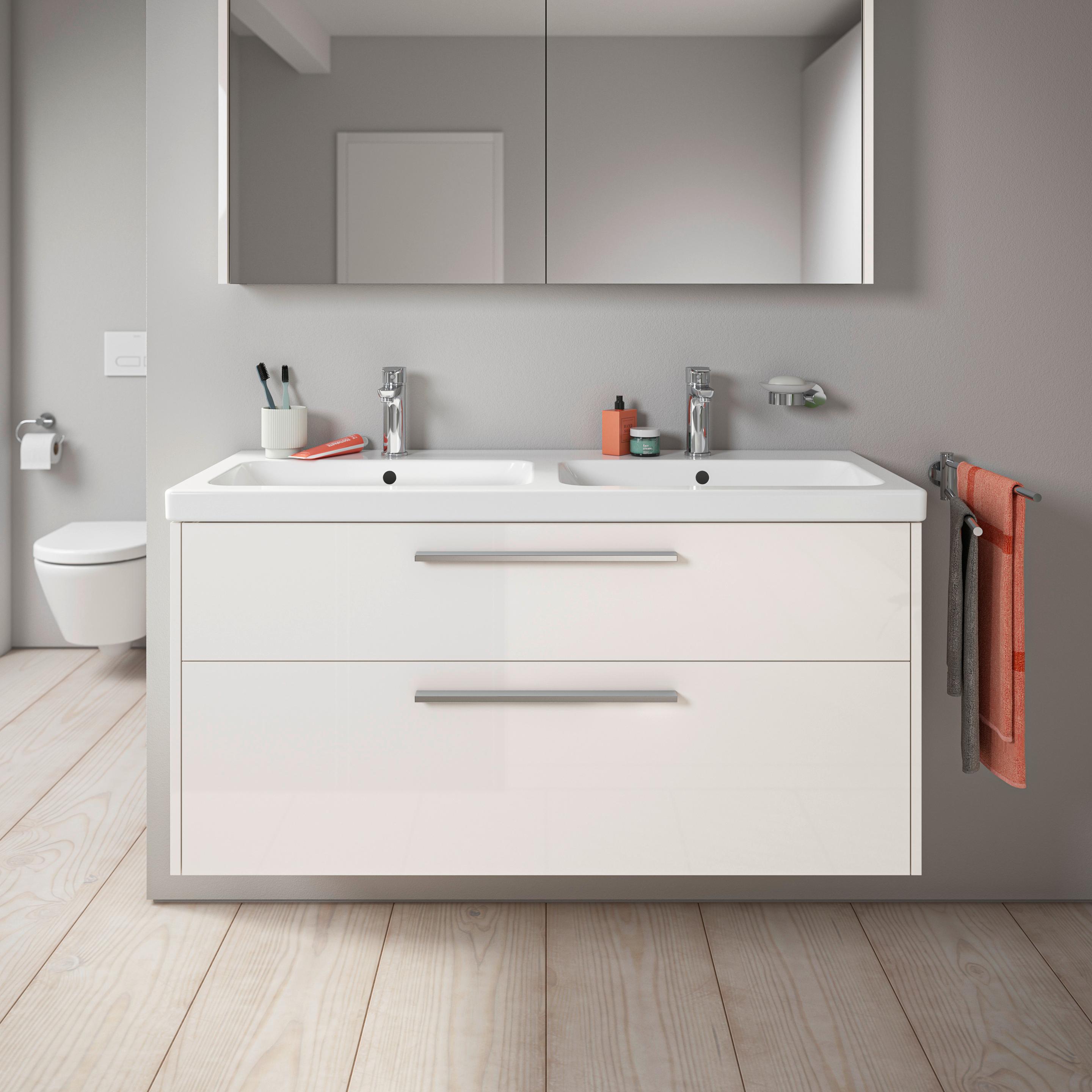 Thumbnail - Duravit, Waschbeckenunterschrank, D-Code Waschtischunterbau, 1 Auszug, 1184x460mm, Siphonausschnitt, mit Griff
