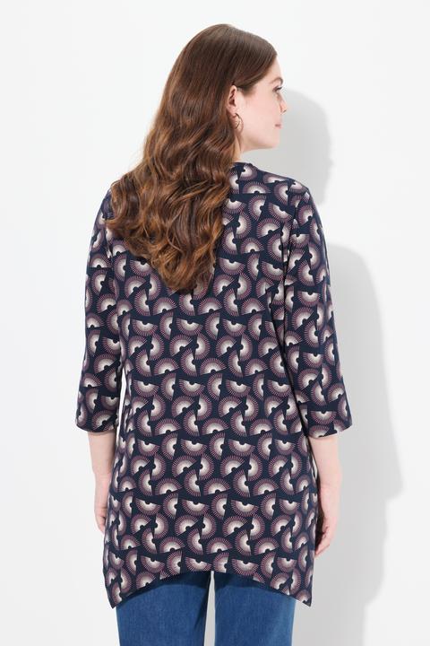 Image du produit Ulla Popken T-shirt long en coton bio, col V et manches 3/4 - ligne A (56)