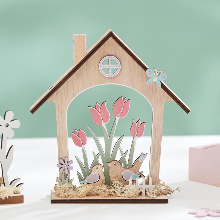 Actual product image VBS Wooden pegboard motif house "Spring Awakening", 12 pieces, plywood
