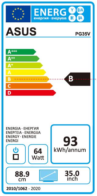 Label énergétique ASUS ROG Swift PG35VQ (3440 x 1440 pixels, 35")