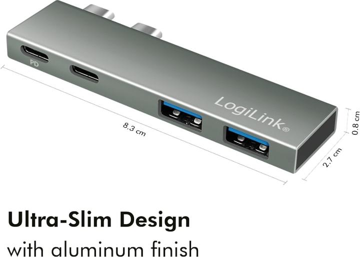 Immagine prodotto LogiLink Docking station USB 3.2 Gen2x2, 4 porte, PD, argento (USB-C, 4 porte)