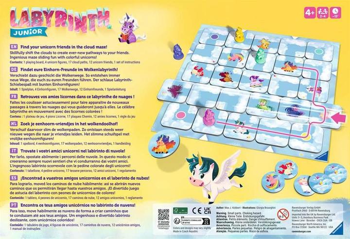Produktbild Ravensburger 23046 - Einhorn Junior Labyrinth - Familienklassiker für die Kleinen, Spiel für (Deutsch, Spanisch, Französisch, Niederländisch, Italienisch, Portugiesisch, Englisch)