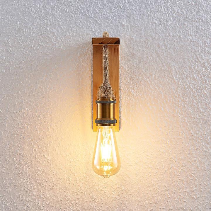 Produktbild Lindby Helou Holz-Wandlampe mit sichtbarer Fassung (E27)
