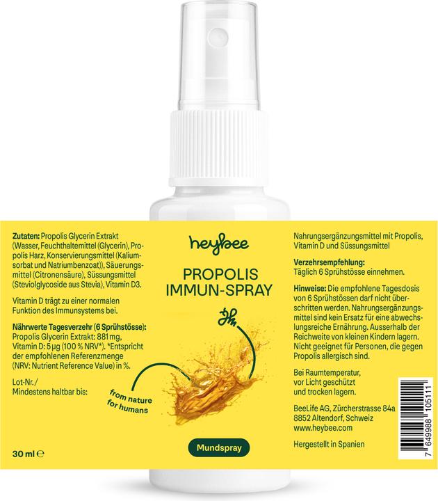 Immagine prodotto Heybee Spray immunitario alla propoli (1 Pezzo/i, Getto vaporizzato, 52 g)