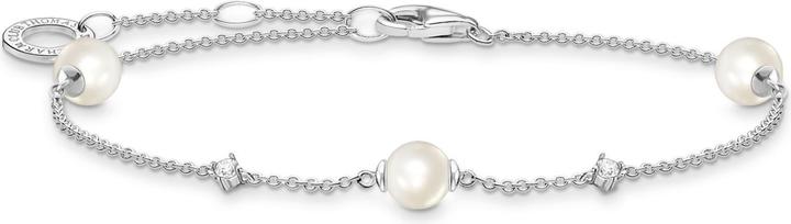 Thomas Sabo Armband kralen met witte stenen zilver (19 cm, 925 zilver)