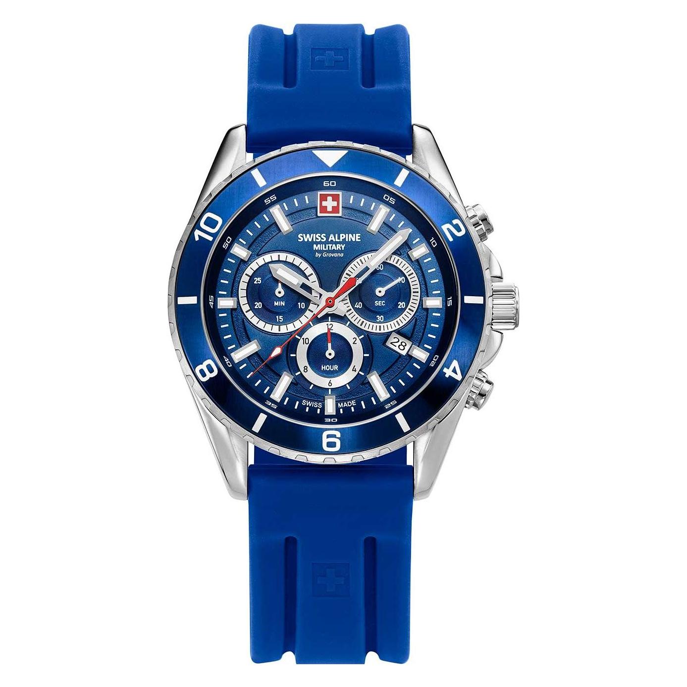 Swiss Alpine Military, Armbanduhr, 7034.9835 Sierra, Blau, (Chronograph, 43 mm)