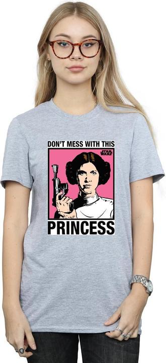 Immagine prodotto Star Wars A New Hope Leia Don't Mess With Princess Boyfriend Fit Maglietta Ampia Donna (3XL)