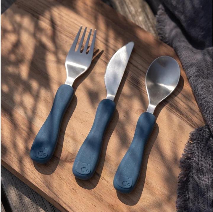 Actual product image Sebra Cutlery set, silicone, Fanto, nordic blue