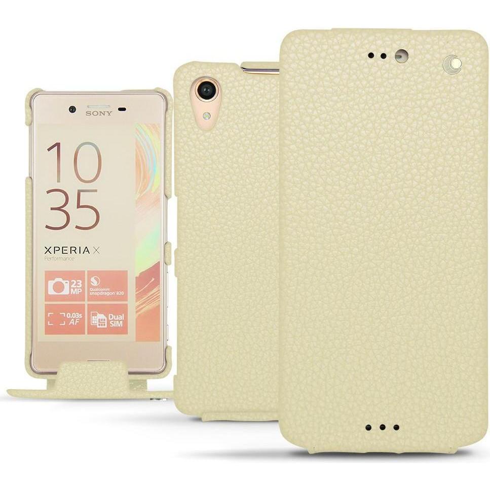 Noreve Lederschutzhülle vertikal (Sony Xperia X Performance), Smartphone Hülle, Weiss