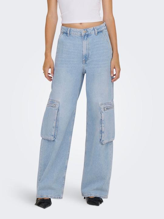 Actual product image Only ONLHOPE EX HW WIDE CARGO DNM CRO Loose Fit Jeans (W31/L32)