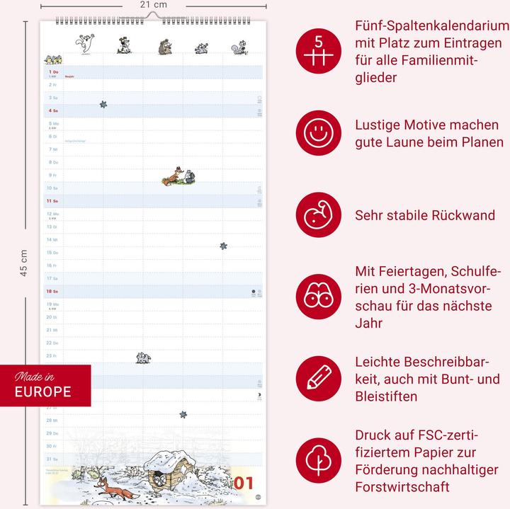 Produktbild Simons Katze Familienplaner 2026 (21 x 45 cm, Deutsch)