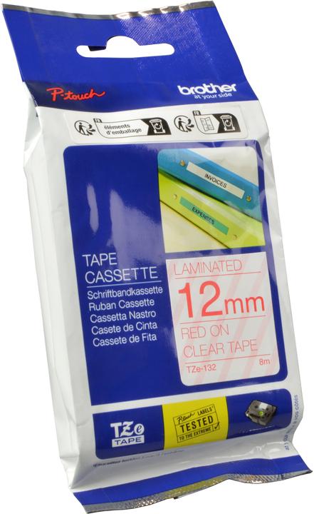 Immagine prodotto Brother Tze-132 (1.20 cm, Rosso, Trasparente)