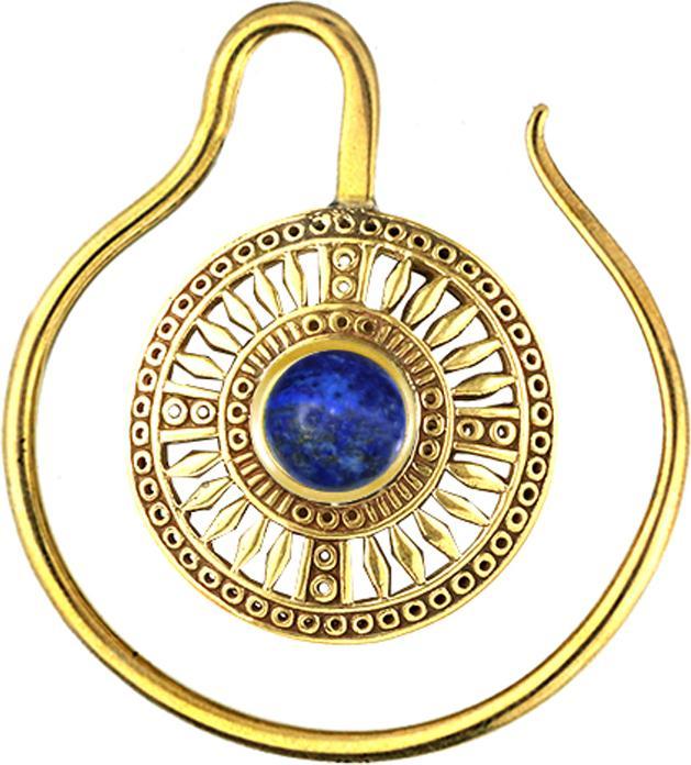 Image du produit Star Piercing Ohrgewicht Ring vergoldet Medallion mit Lapislazuli Stein (Laiton, Minéral)