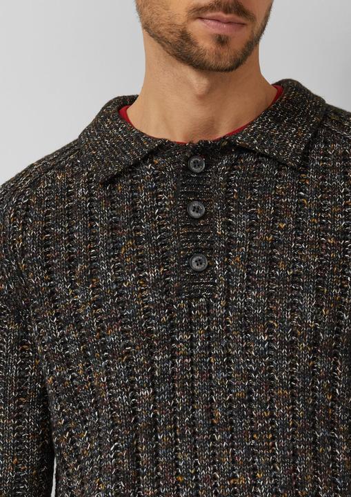 Produktbild s.Oliver Strickpullover Gerippter Multi-Colour-Strickpullover mit Polokragen (XL)
