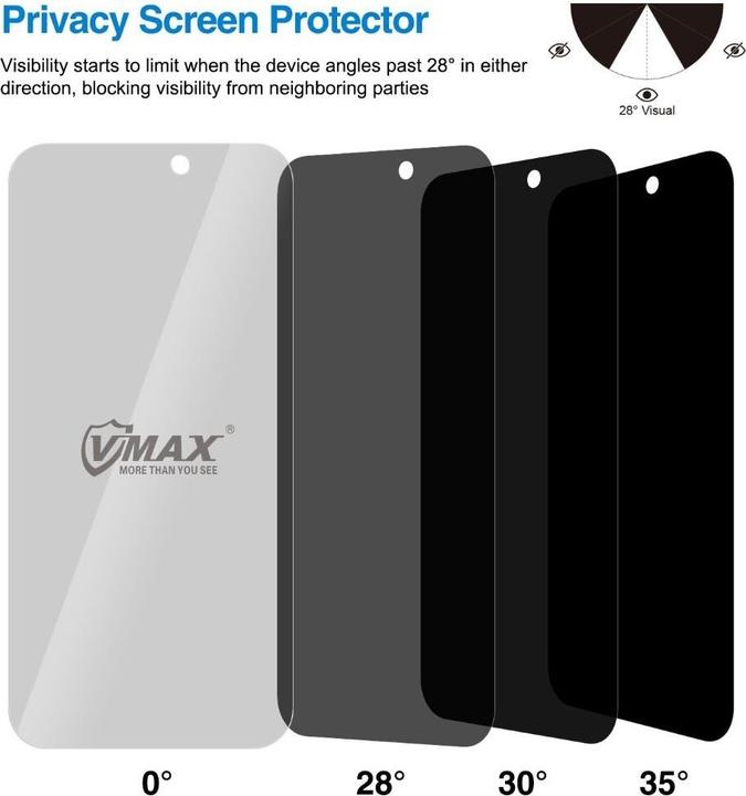 Actual product image Vmax tempered glass 0.33mm 2,5D high clear privacy glass for iPhone 16 Plus / 15 Plus 6,7" (1 pcs., Apple iPhone 15 Plus, Apple iPhone 16 Plus)