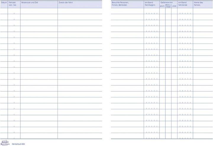 Produktbild Avery Zweckform 223-10 DIN A5 Fahrtenbuch Anzahl der Blätter: 40 Weiss 10 St. (40x)