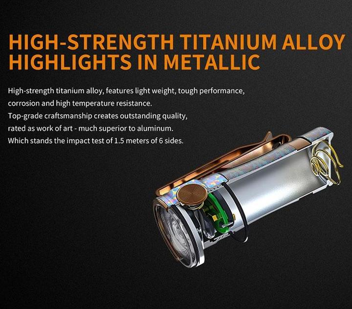 Produktbild Fenix E16 Ti Titan LED Taschenlampe mit li-Ion Akku und Micro-USB Ladekabel (5.10 cm, 650 lm)