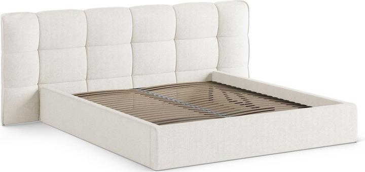 Actual product image Micadoni Boucle Storage Bed with Headboard, "Eric", Ivory, 225x250x104 Made in Europe (160 x 200 cm)