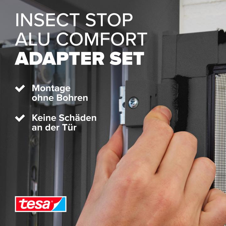 Produktbild tesa Insektenschutz Alu COMFORT Adapter für Türen, zur Montage ohne Bohren