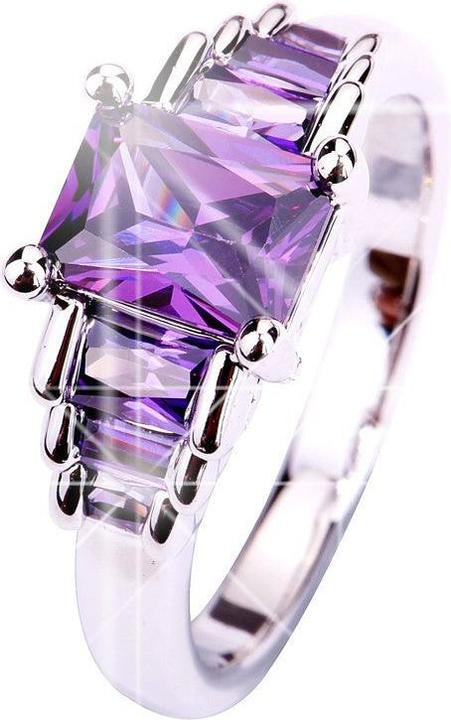Actual product image Hermex silver plated ring with amethyst / zirconia - size 58 / size 8 (58, 800 Silver)