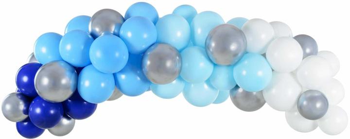 Produktbild Partydeco Bogen aus Luftballons Blau und Silber (60 x)