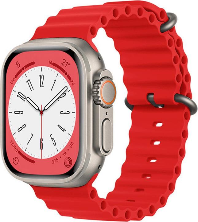 Actual product image Techsuit - Watchband (W038) - Apple Watch 1/2/3/4/5/6/7/8/9/10/SE/SE 2 (38/40/41/42mm) - Red (38 mm, Silicone)