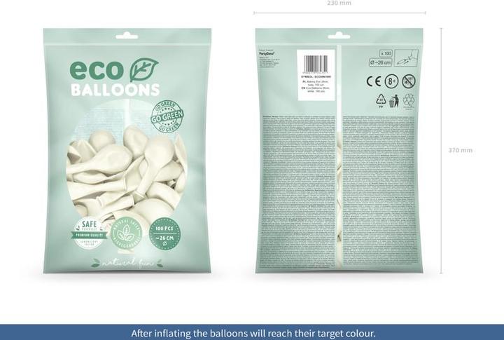 Actual product image Partydeco Eco Balloons 26cm metallic, white (1 pkt / 100 pc.) (100x)