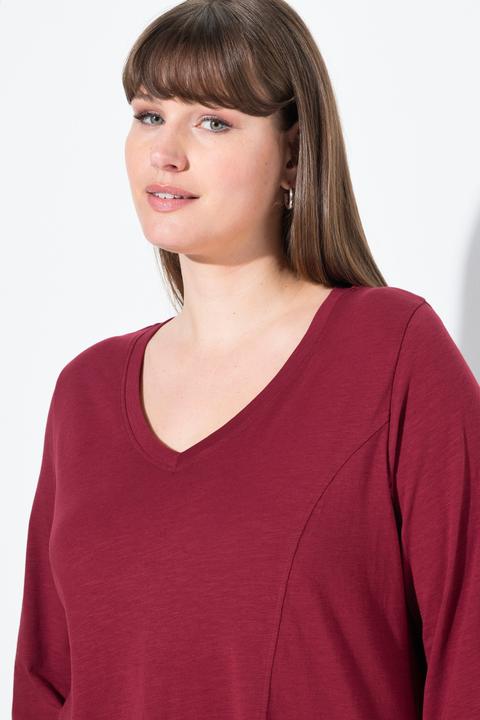 Produktbild Ulla Popken Shirt, Zipfelsaum, V-Ausschnitt, 3/4-Arm (50, 52)