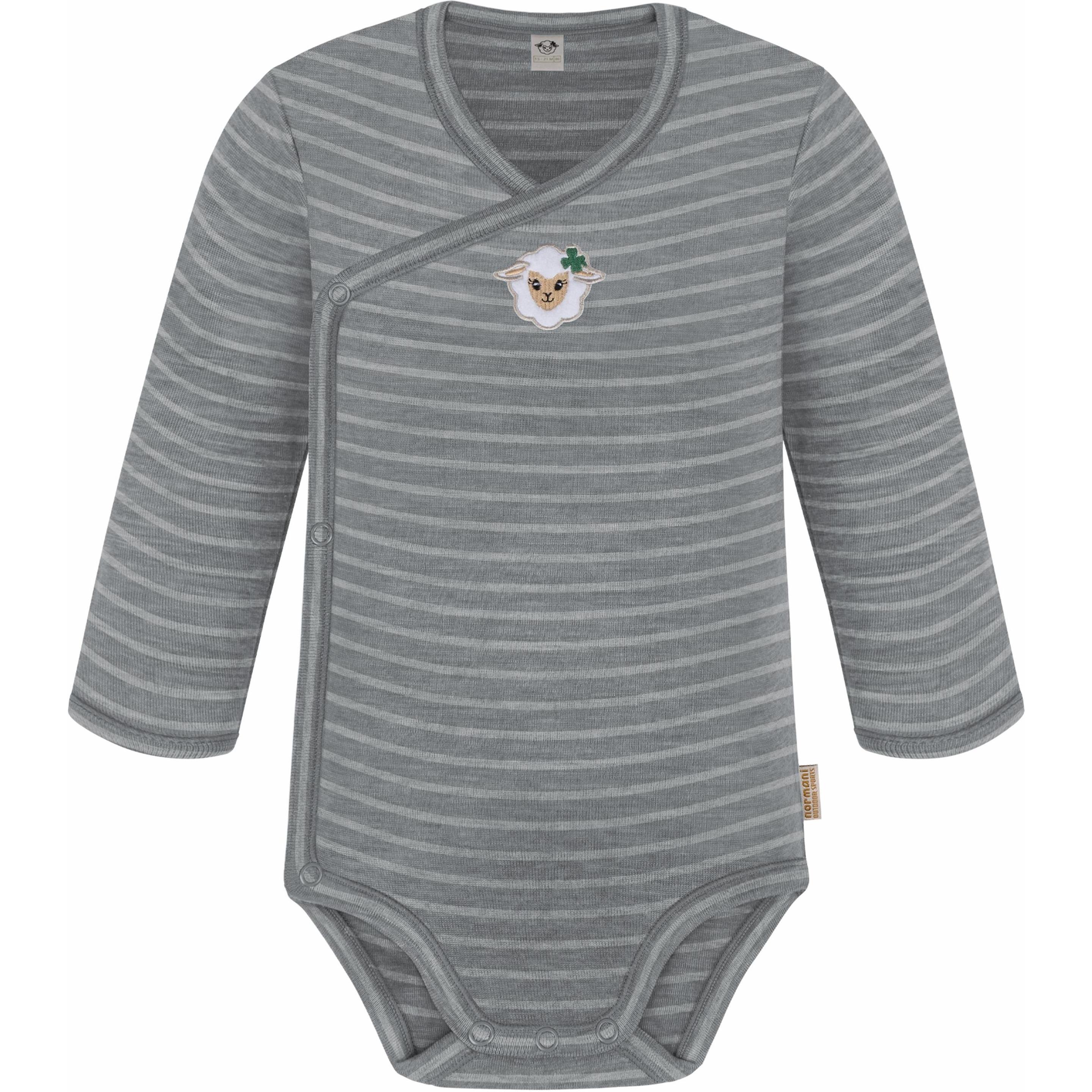 Normani, Herren, Body, Baby Merino Wickelbody Langarm "Kaitaia" und Baby Merino Hose „Silverdale" - 9625, Grau, (62)