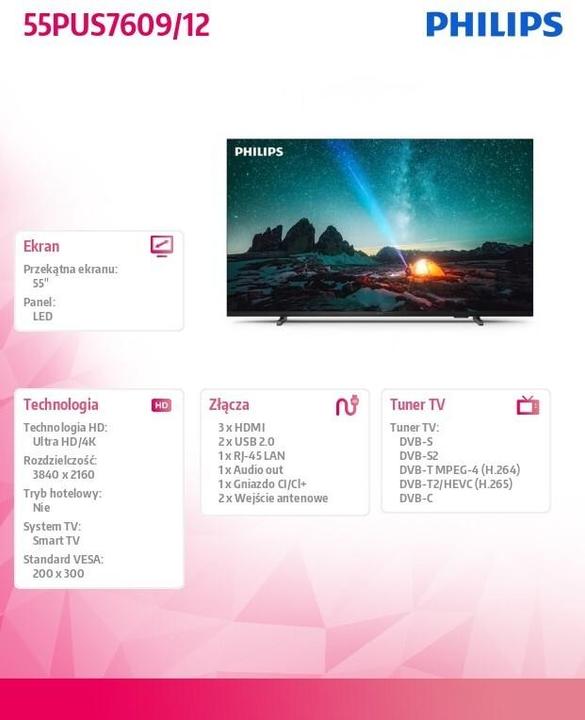 Produktbild Philips UHD TV 55PUS760912 (55", LED, 4K)
