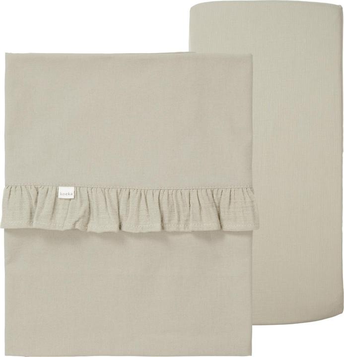 Koeka Children's sheet and fitted sheet ruffle combination package Fa sage