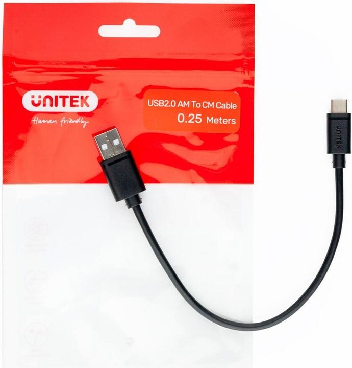Actual product image Unitek USB A — USB C (0.25 m, USB 2.0, 15 W)