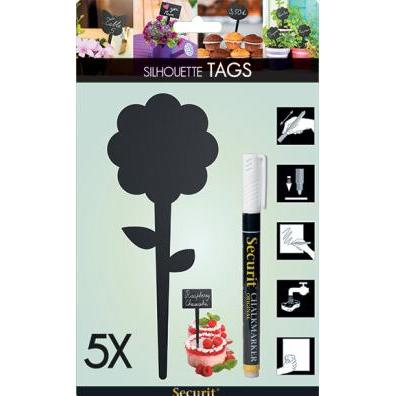 Thumbnail - Securit, Informationsschild, Gartenstecker SILHOUETTE TAG-FLOWE schwarz 18x7x0.1cm