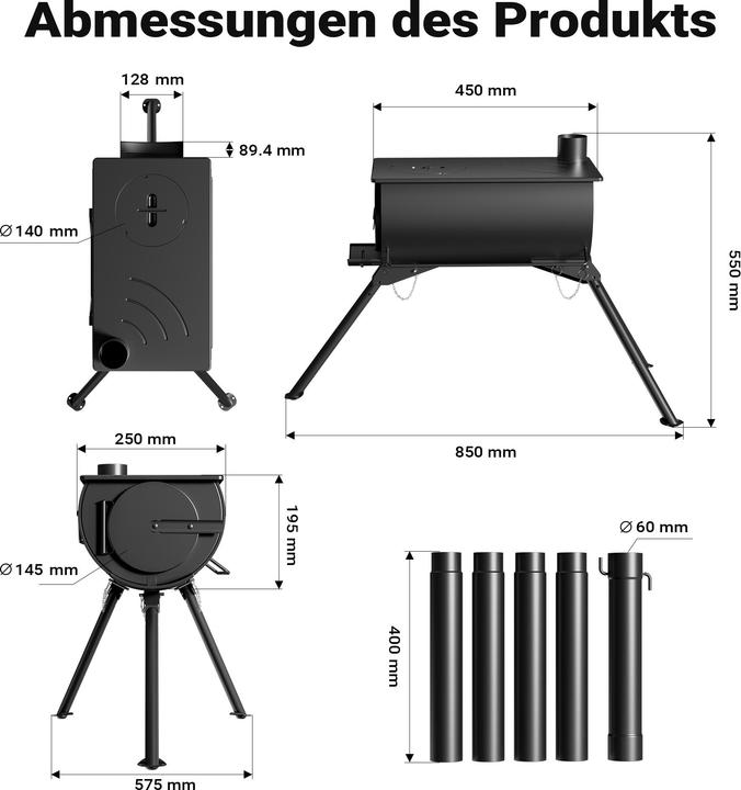 Actual product image Wiltec Tent stove steel camping stove