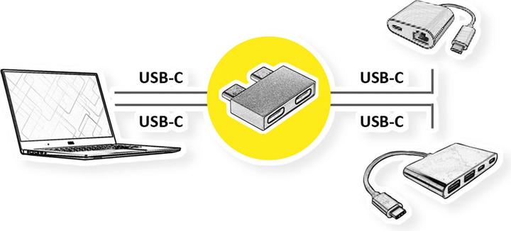 Produktbild Roline USB3.2Gen2 Adapter, 10Gbit/s, 2xC(ST) - 2x C(BU), 3A (USB Typ-C)