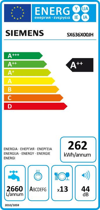 Label énergétique Siemens Lave-vaisselle encastrable SX636X00JH A++