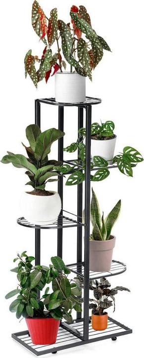 Productafbeelding Strado Dikke metalen kolom op 6 universele ringbekers van 97 x 43 x 22 cm (zwart)